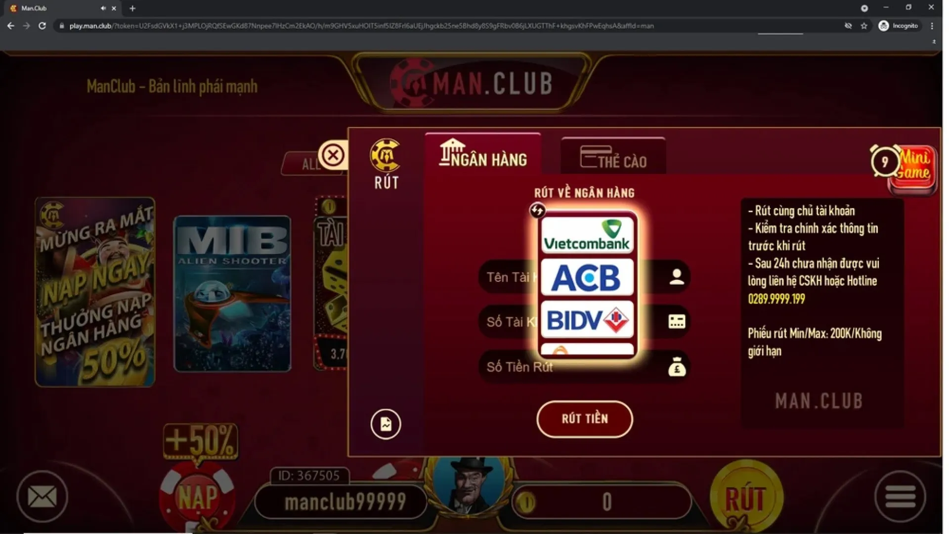 Rút tiền MIB Slots ManClub khi thắng Rút tiền MIB Slots ManClub khi thắng